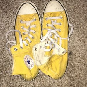 Yellow high top converse